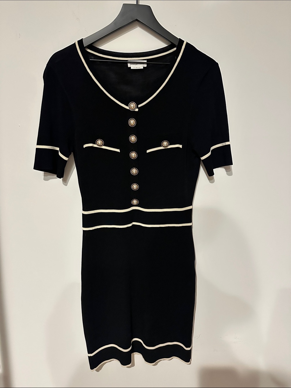 Lovers + Friends Black Mini Dress with Ivory Trim
